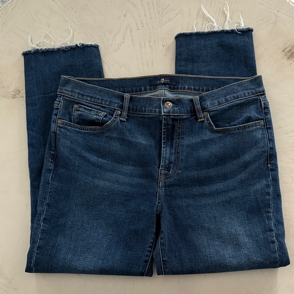 7 For All Mankind Dark Blue Roxanne Ankle Jeans 31 - Picture 5 of 10